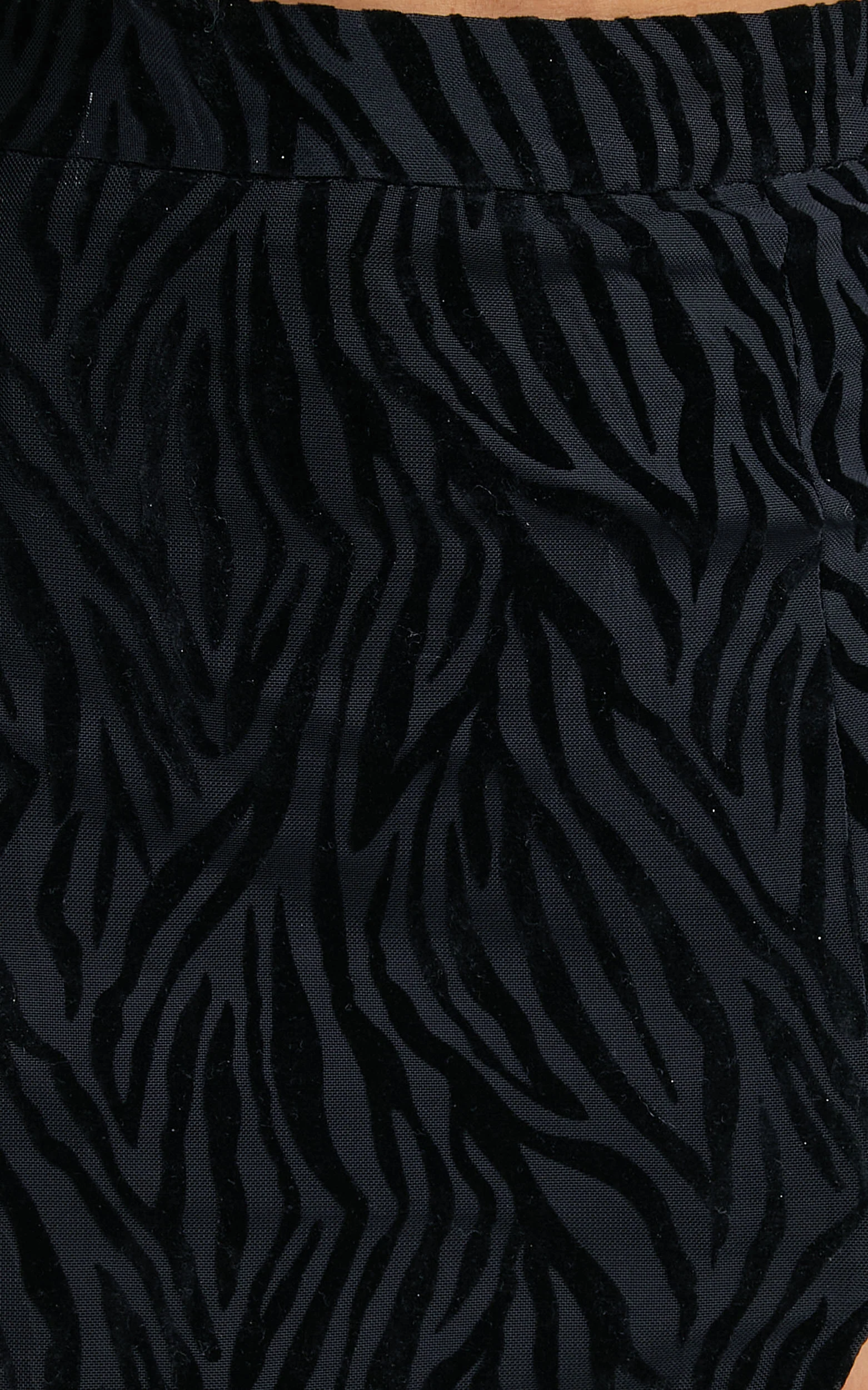 Andrik Two Piece Set - Mesh Long Sleeve Crop Top and Mini Skirt Set in Black Zebra - Image 4