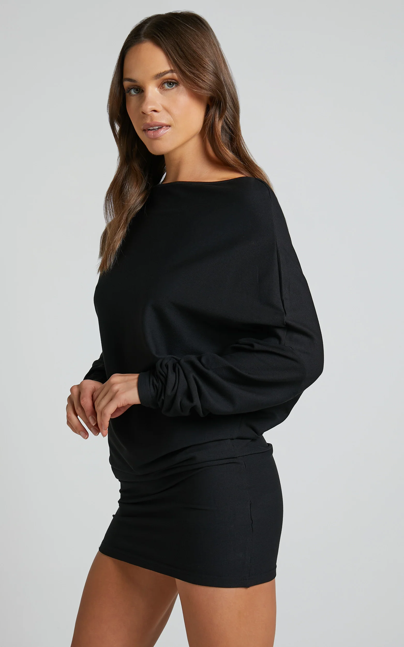 Fermina Mini Dress - Long Sleeve Bodycon Dress in Black - Image 5