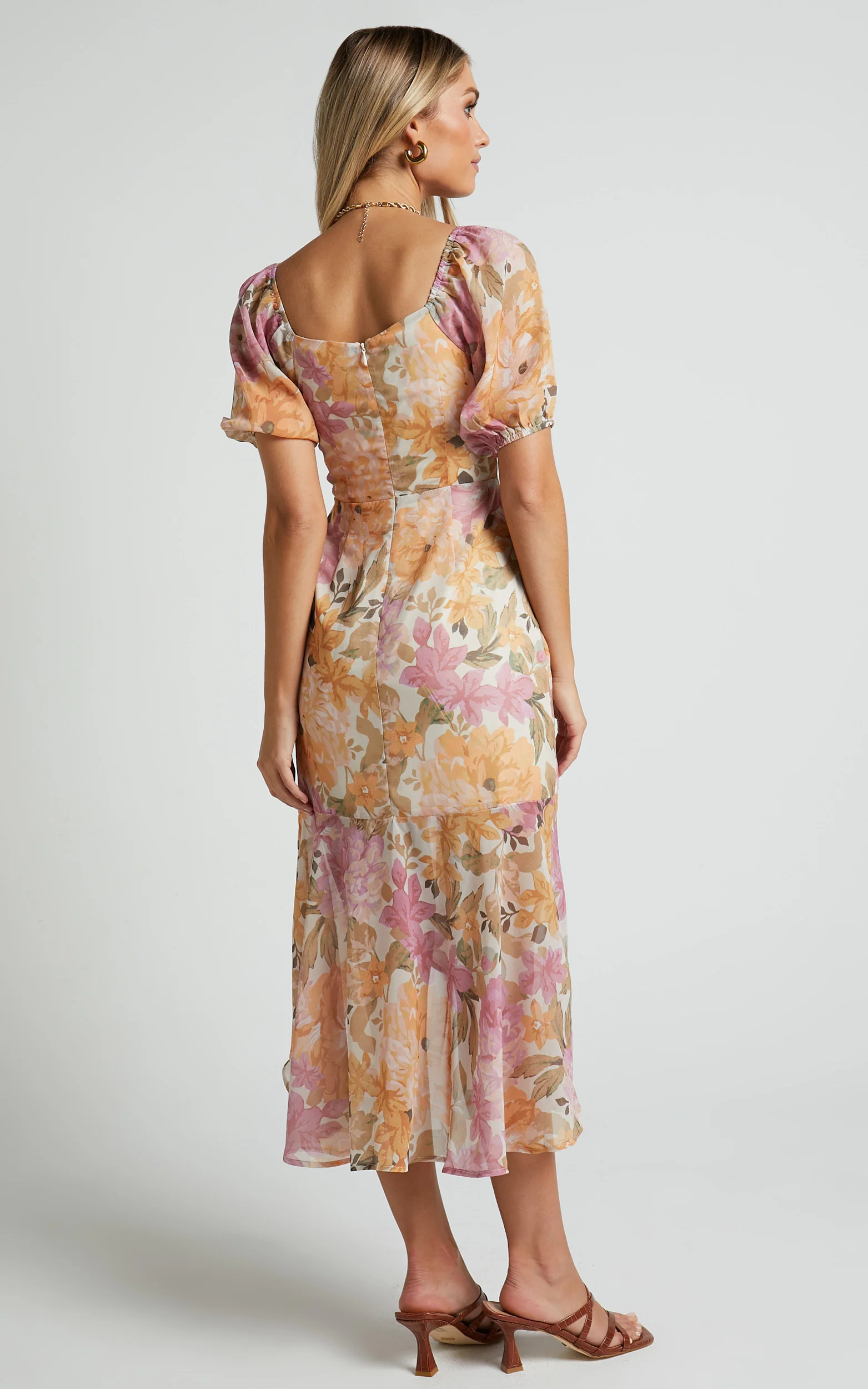 Jasalina Midi Dress - Puff Sleeve Dress in Elegant Rose - Image 4