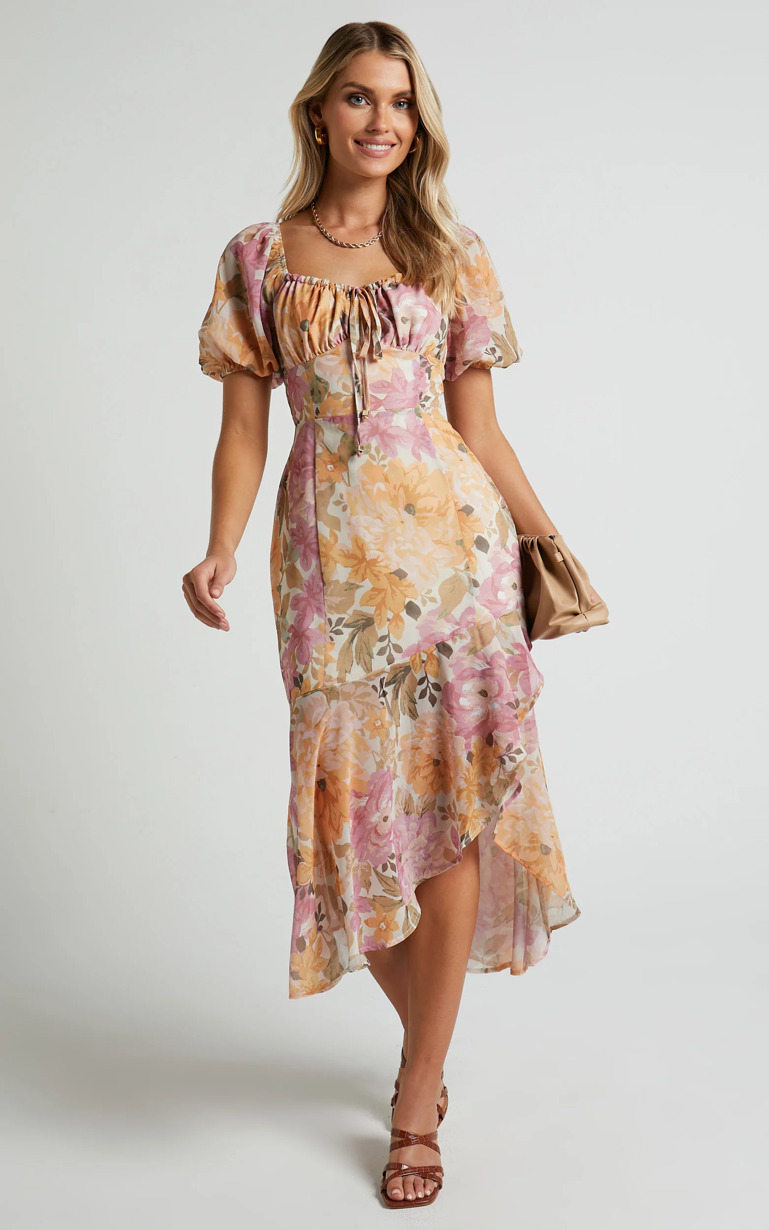 Jasalina Midi Dress - Puff Sleeve Dress in Elegant Rose - Image 7