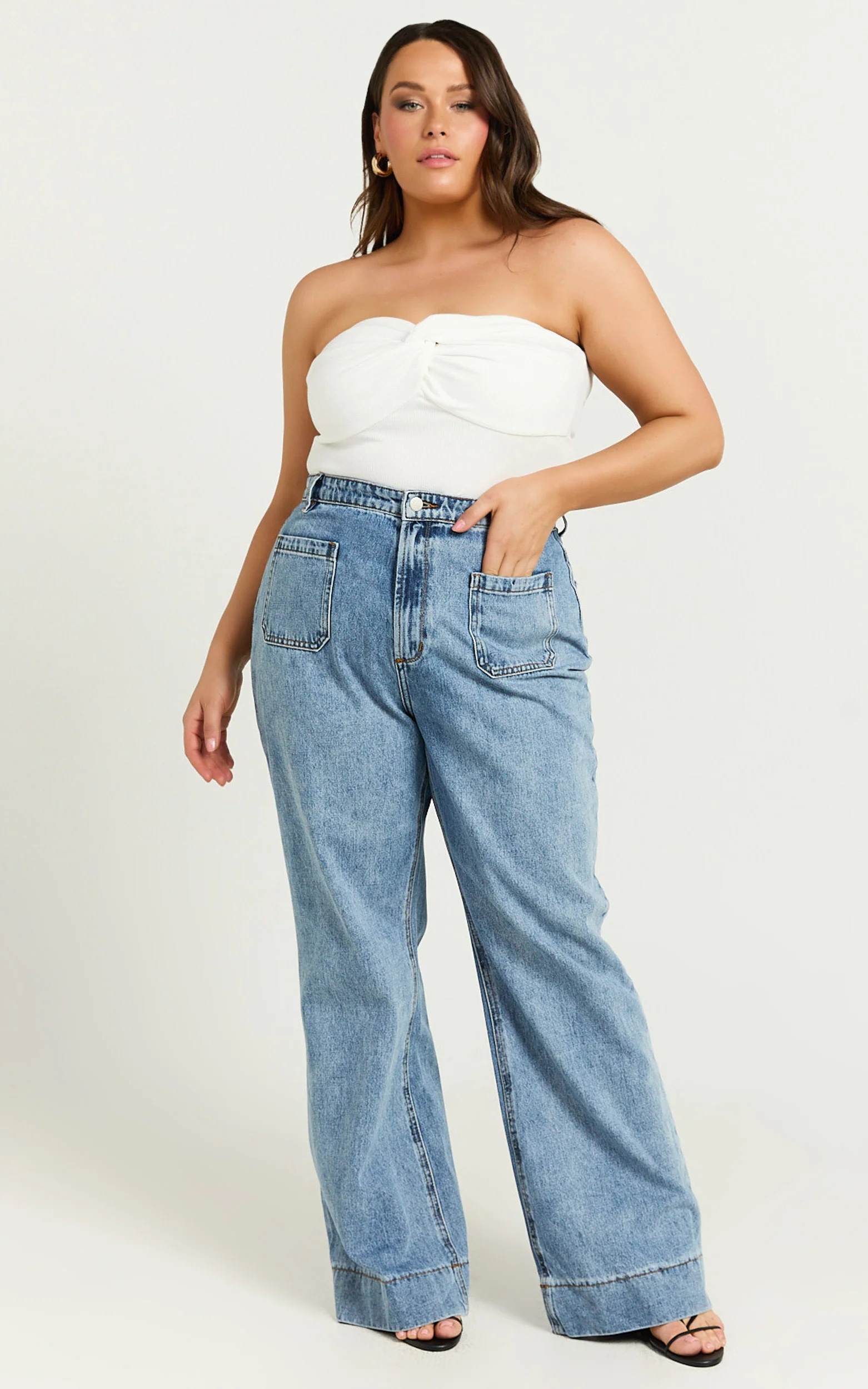 Jelena Top - Jersey Strapless Twist Front Top in White - Image 4