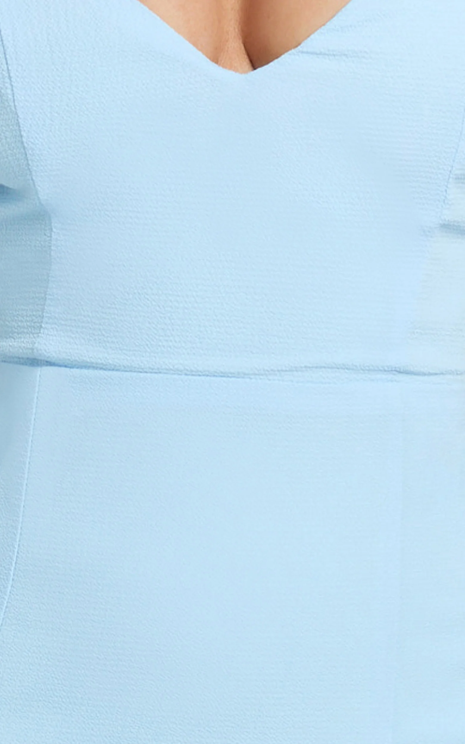 More Than This Maxi Dress - Ruffle Strap Thigh Split Dress in Light Blue - Image 6