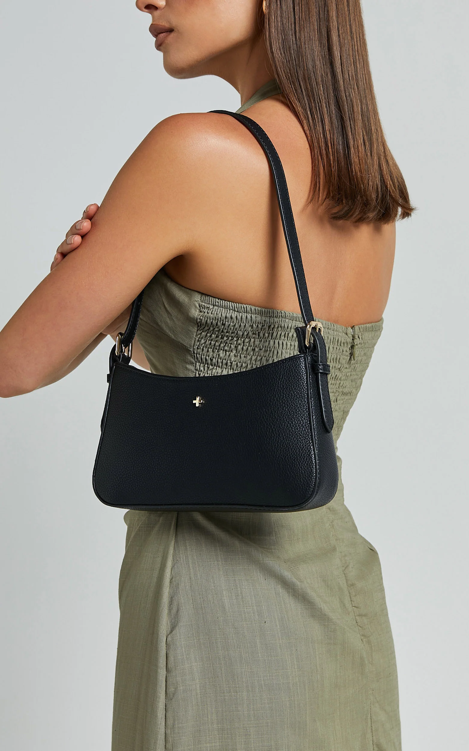 Peta and Jain - Lilu Shoulder Bag in Black Pebble/Gold - Image 6