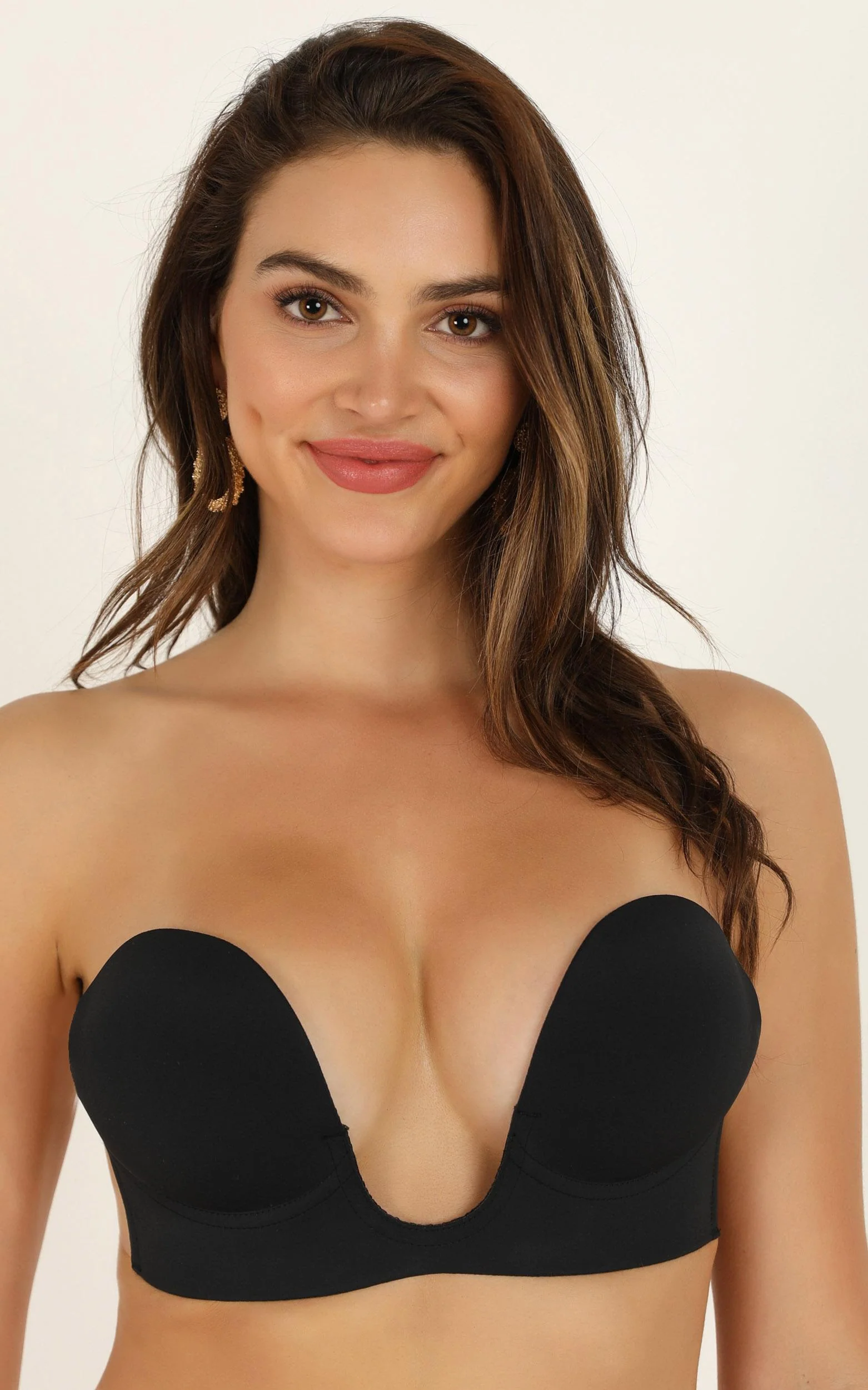 Plunge Stick On Bra in Black - Image 3