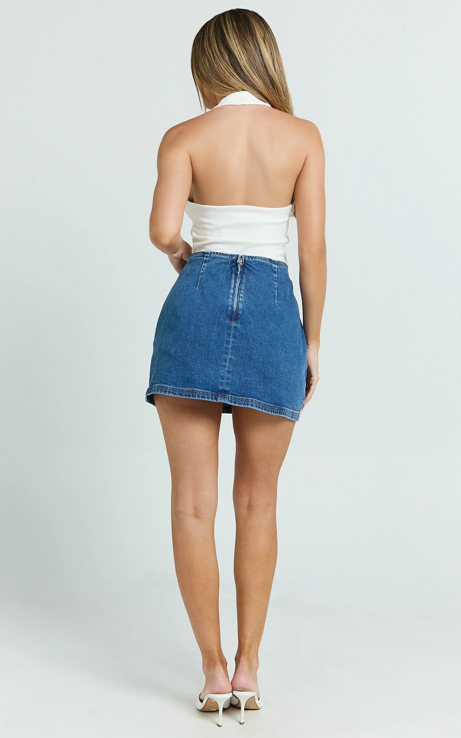 Rachel Top - Halter Fitted Top in Ivory - Image 5