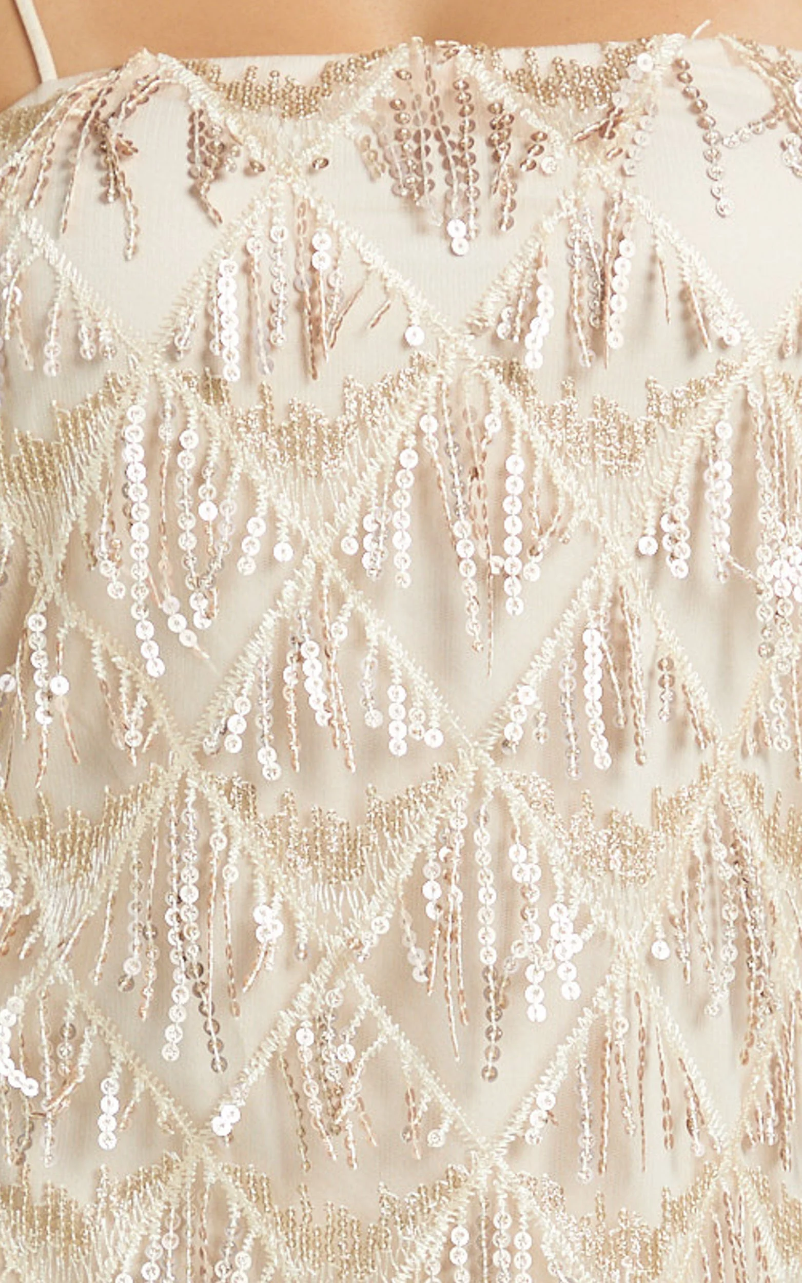 Shook Mini Dress - Cami Sequin Fringe Dress in Champagne Sequin - Image 9