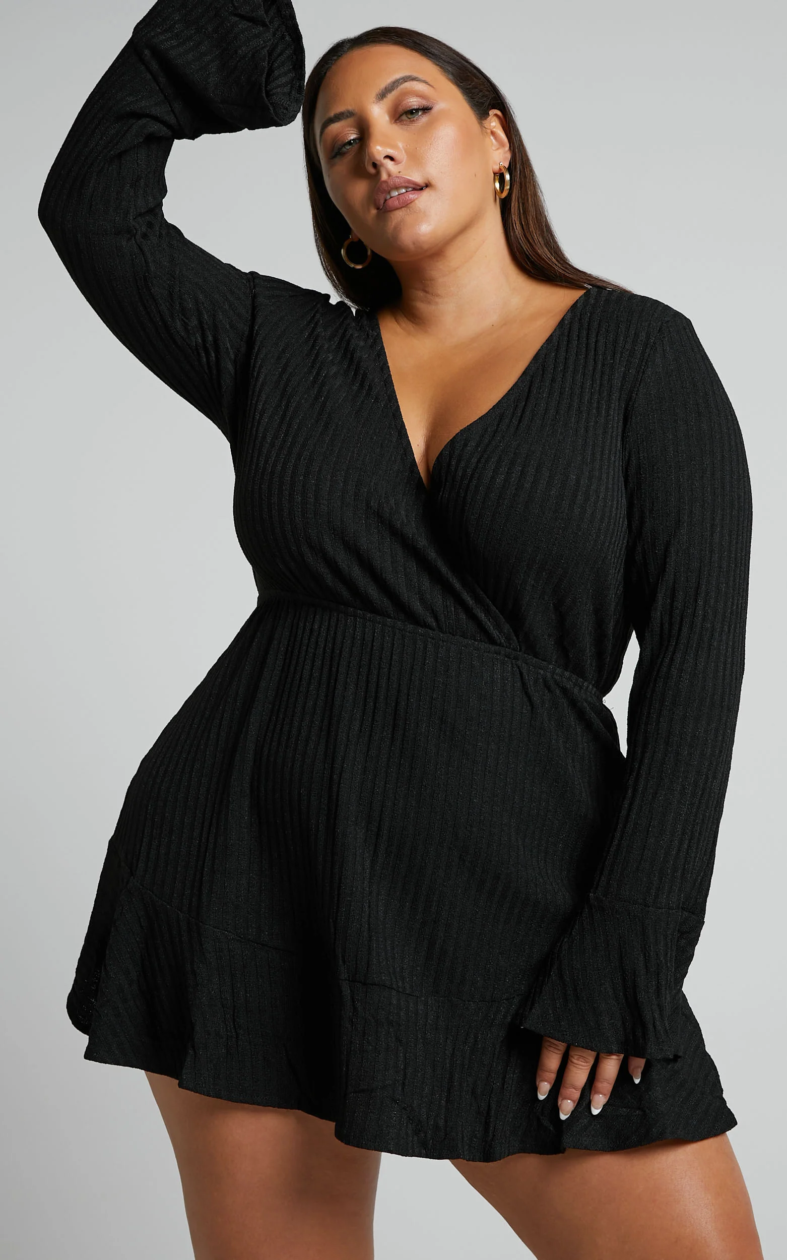 The Next Step Mini Dress - Long Sleeve Dress in Black - Image 6